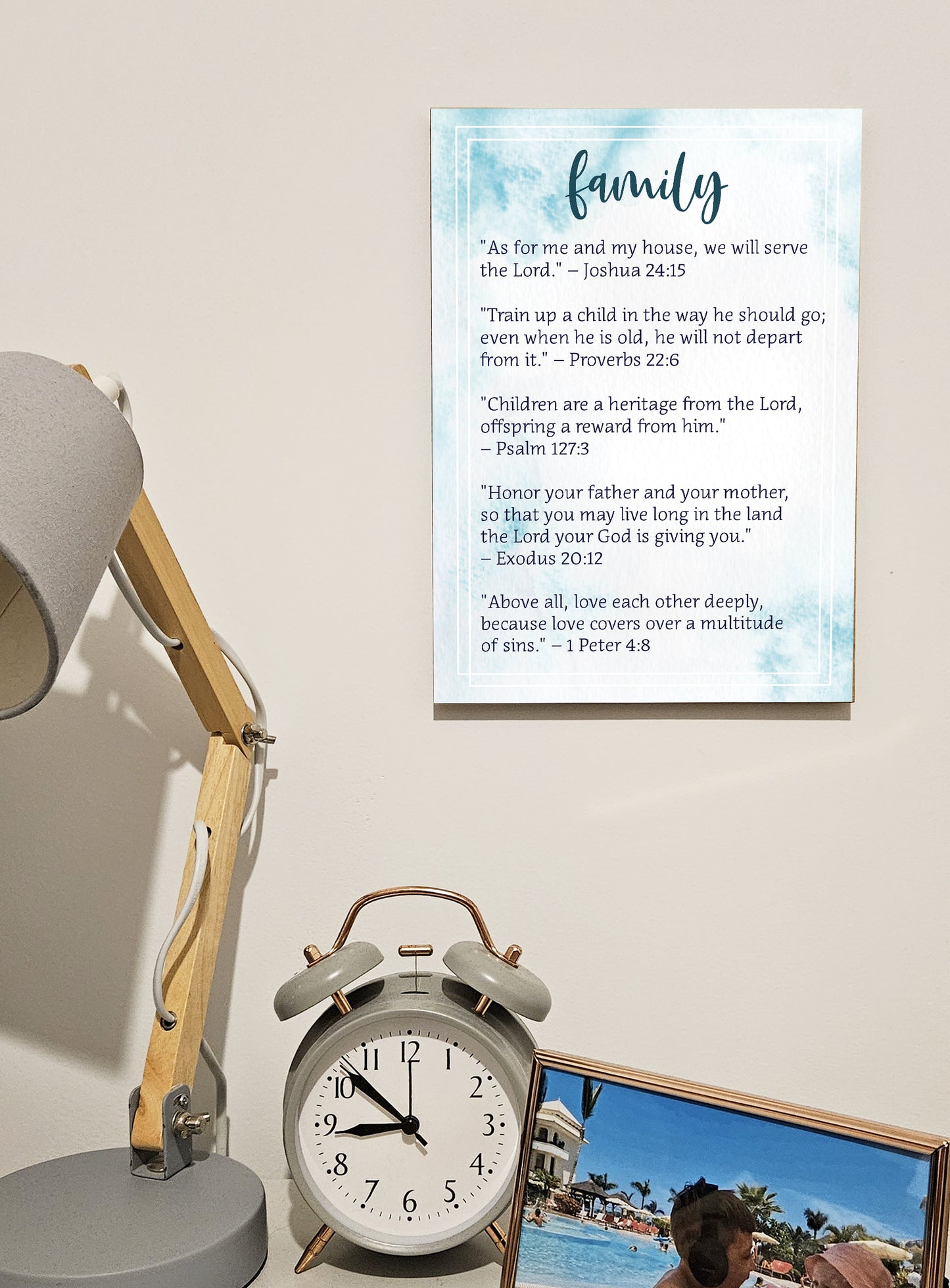 Christian Bible Verse A4 Wooden Plaque Print Sign Wall Art for Home Decor Gifts for Women Inspirational Comforting Family