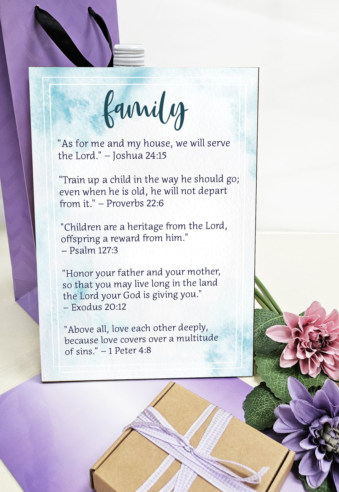 Christian Bible Verse A4 Wooden Plaque Print Sign Wall Art for Home Decor Gifts for Women Inspirational Comforting Family