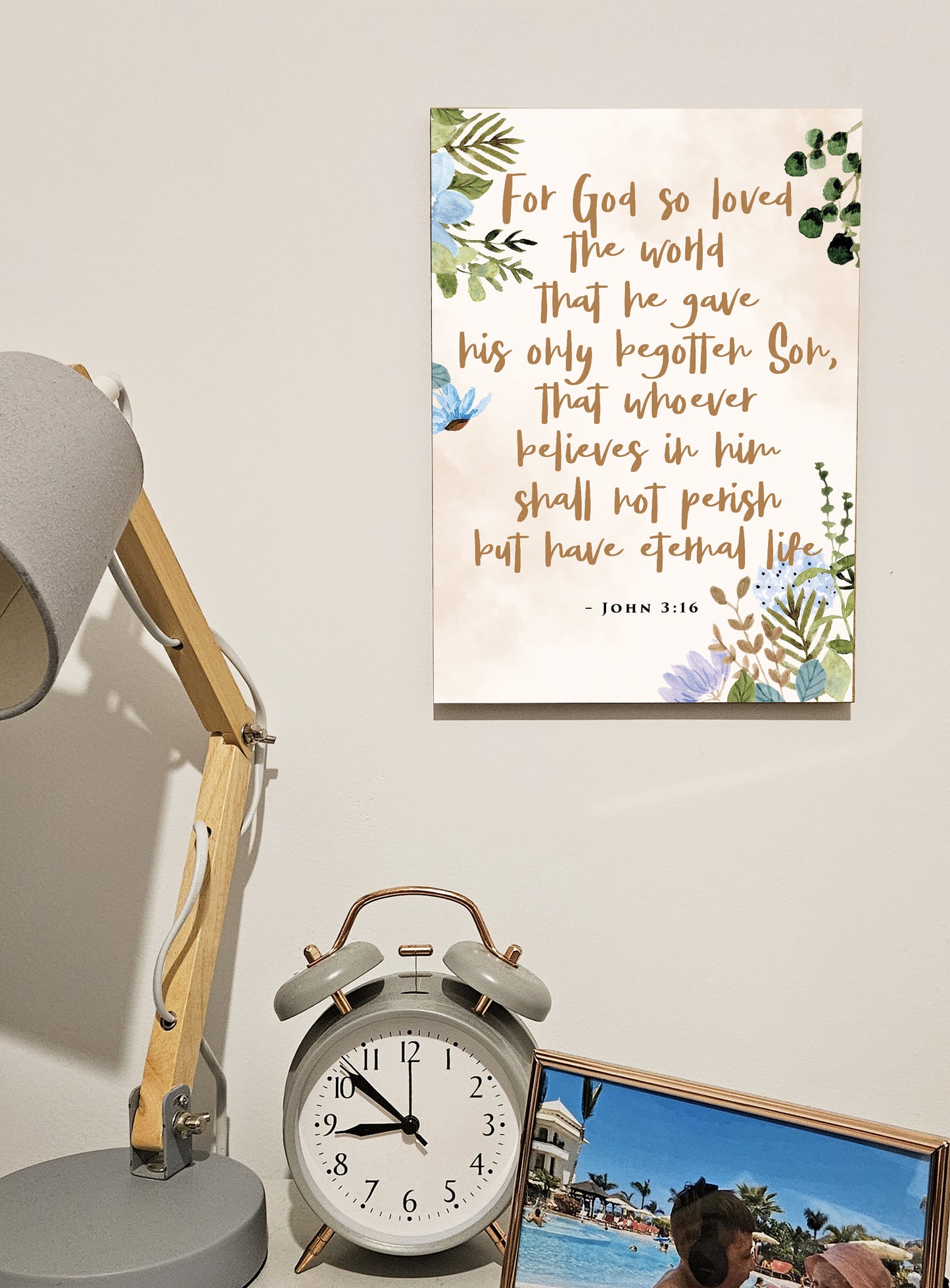 Christian Bible Verse A4 Wooden Plaque Print Sign Wall Art for Home Decor Gifts for Women Inspirational Comforting Family