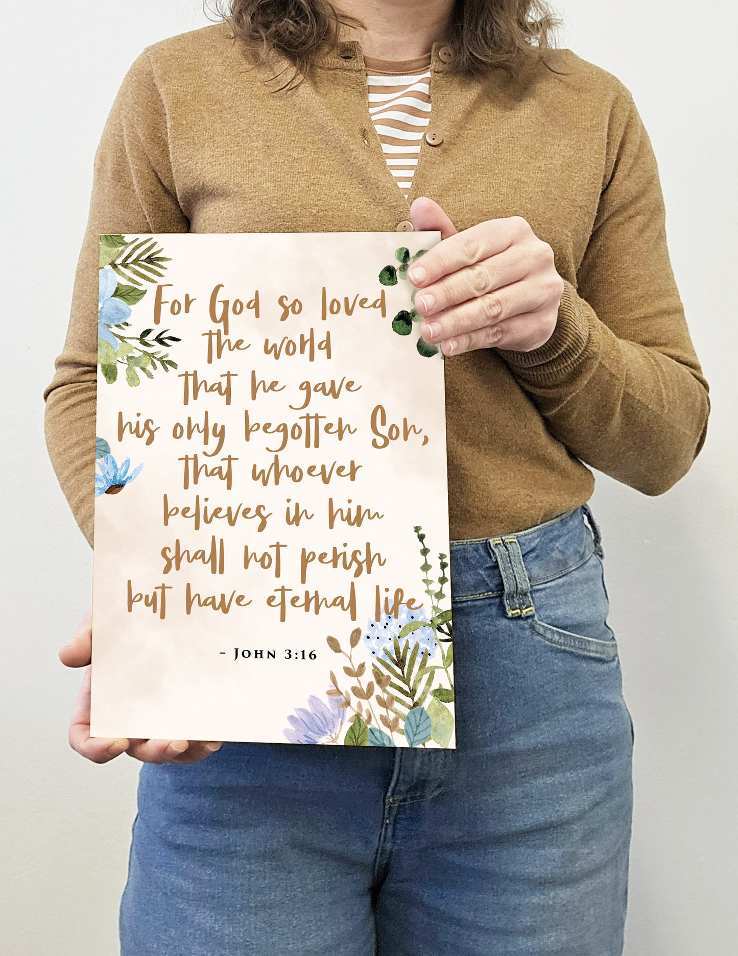 Christian Bible Verse A4 Wooden Plaque Print Sign Wall Art for Home Decor Gifts for Women Inspirational Comforting Family