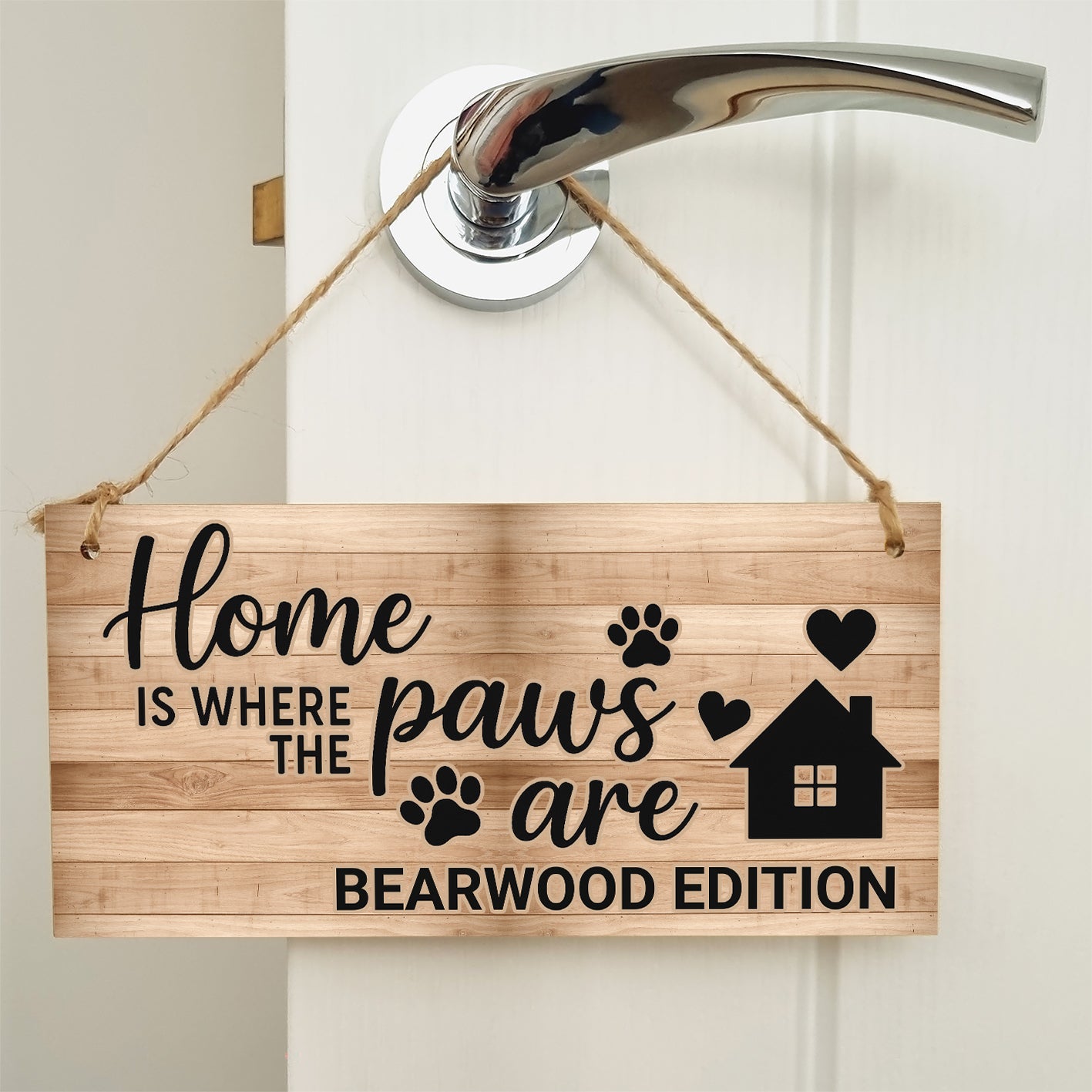 Dog Lover's Hanging Wooden Sign – Handmade Rustic Decor for Bearwood Homes