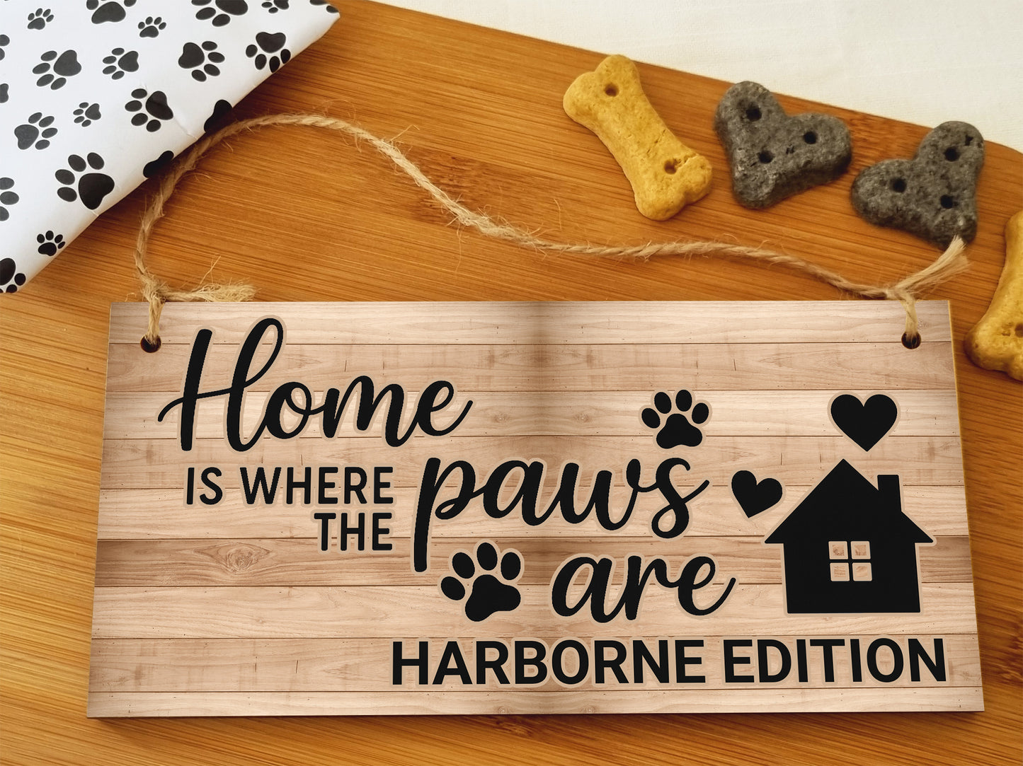 Dog Lover's Hanging Wooden Sign – Handmade Rustic Decor for Harborne Homes