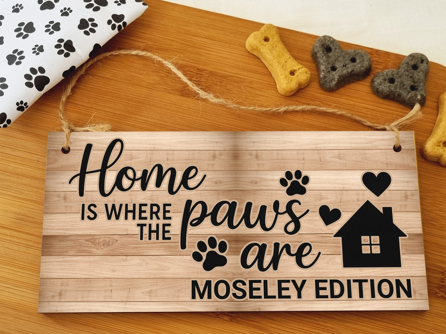 Dog Lover's Hanging Wooden Sign – Handmade Rustic Decor for Moseley Homes