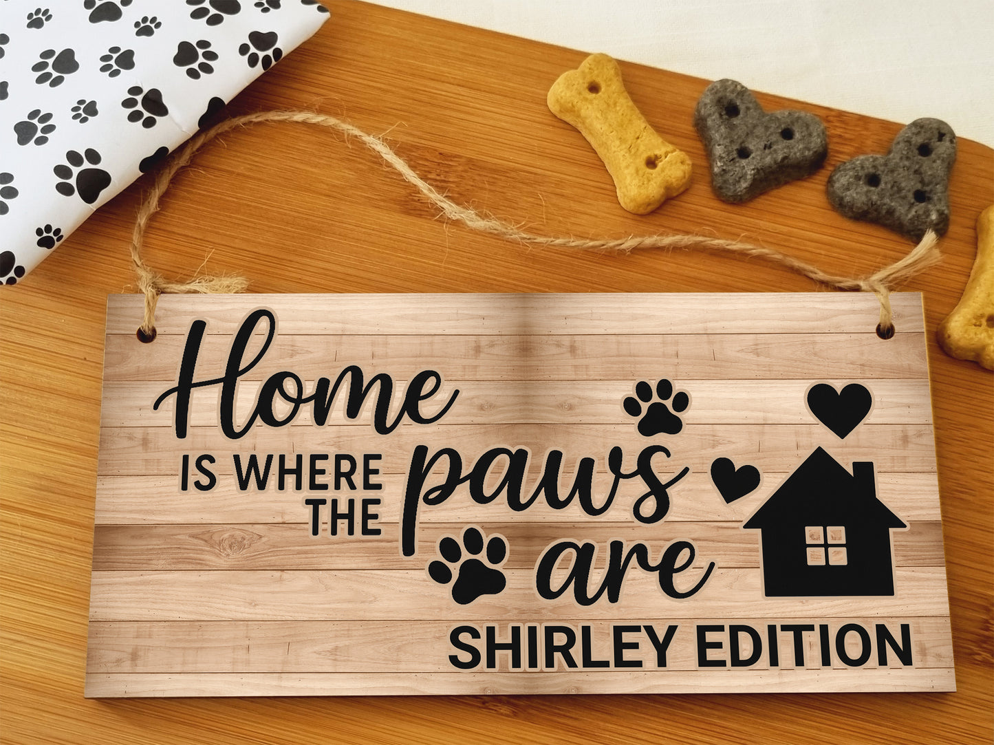 Dog Lover's Hanging Wooden Sign – Handmade Rustic Decor for Shirley Homes
