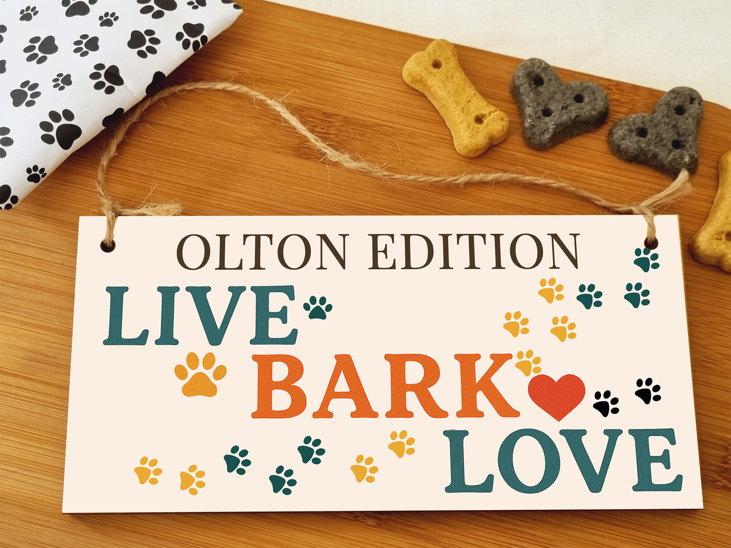Dog Lover's Hanging Wooden Sign – Handmade Rustic Decor for Olton Homes