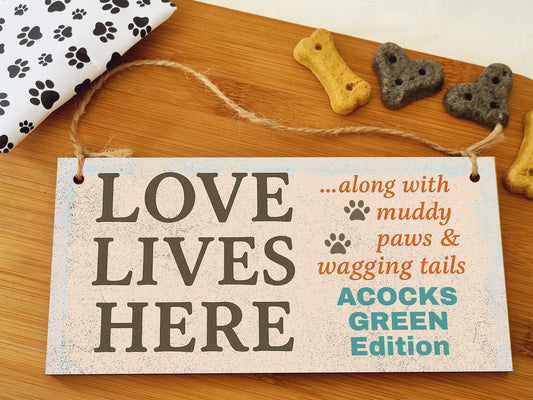 Dog Lover's Hanging Wooden Sign – Handmade Rustic Decor for Acocks Green Homes
