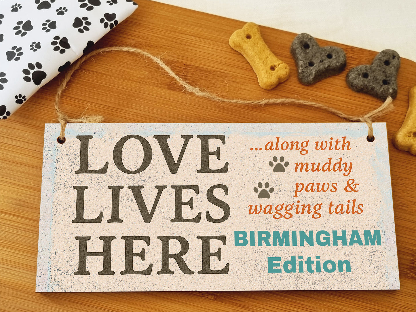 Dog Lover's Hanging Wooden Sign – Handmade Rustic Decor for Birmingham Homes