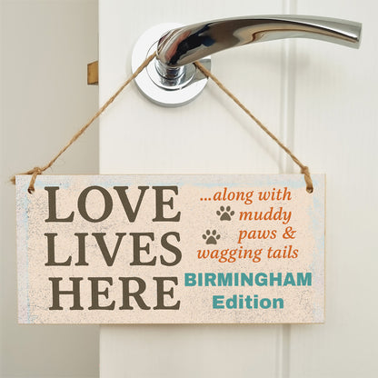 Dog Lover's Hanging Wooden Sign – Handmade Rustic Decor for Birmingham Homes