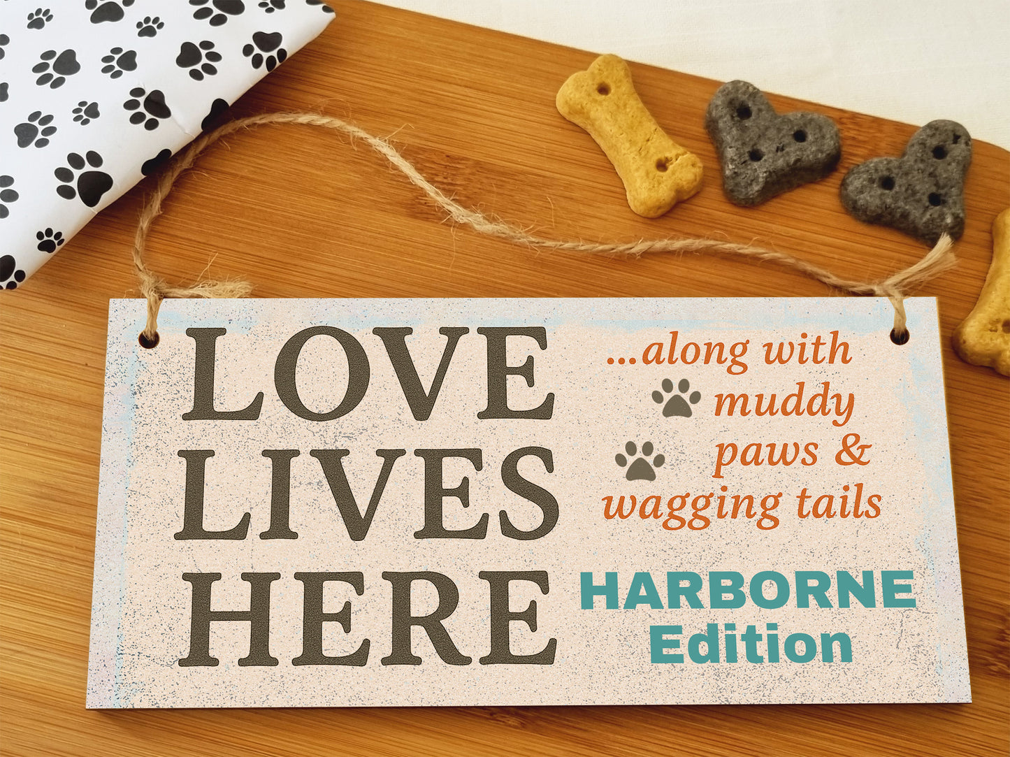 Dog Lover's Hanging Wooden Sign – Handmade Rustic Decor for Harborne Homes