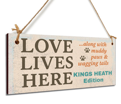 Dog Lover's Hanging Wooden Sign – Handmade Rustic Decor for Kings Heath Homes