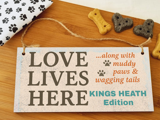 Dog Lover's Hanging Wooden Sign – Handmade Rustic Decor for Kings Heath Homes