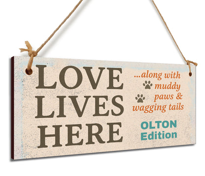 Dog Lover's Hanging Wooden Sign – Handmade Rustic Decor for Olton Homes