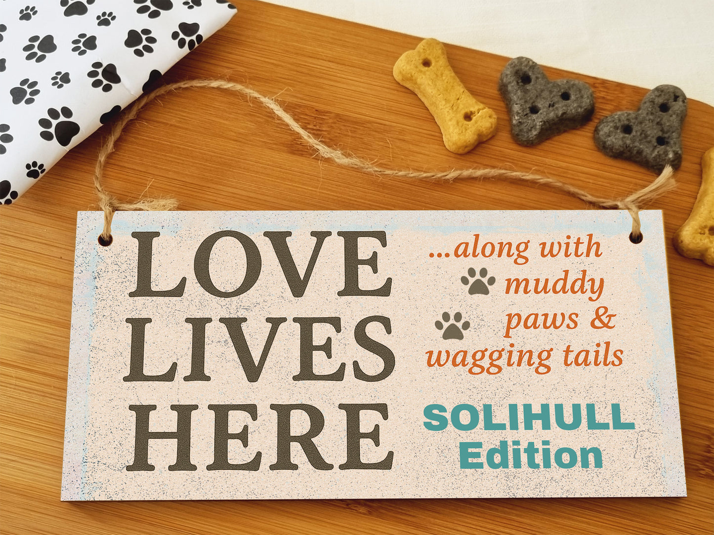 Dog Lover's Hanging Wooden Sign – Handmade Rustic Decor for Solihull Homes