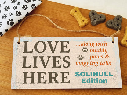Dog Lover's Hanging Wooden Sign – Handmade Rustic Decor for Solihull Homes