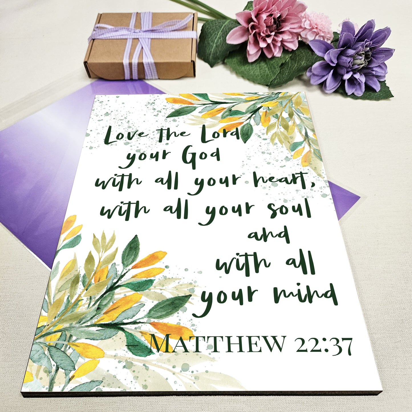 Christian Bible Verse A4 Wooden Plaque Print Sign Wall Art for Home Decor Gifts for Women Inspirational Comforting Family