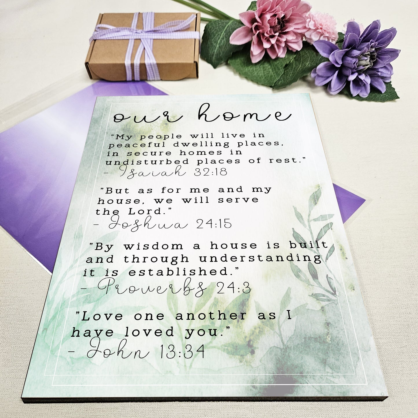 Christian Bible Verse A4 Wooden Plaque Print Sign Wall Art for Home Decor Gifts for Women Inspirational Comforting Family