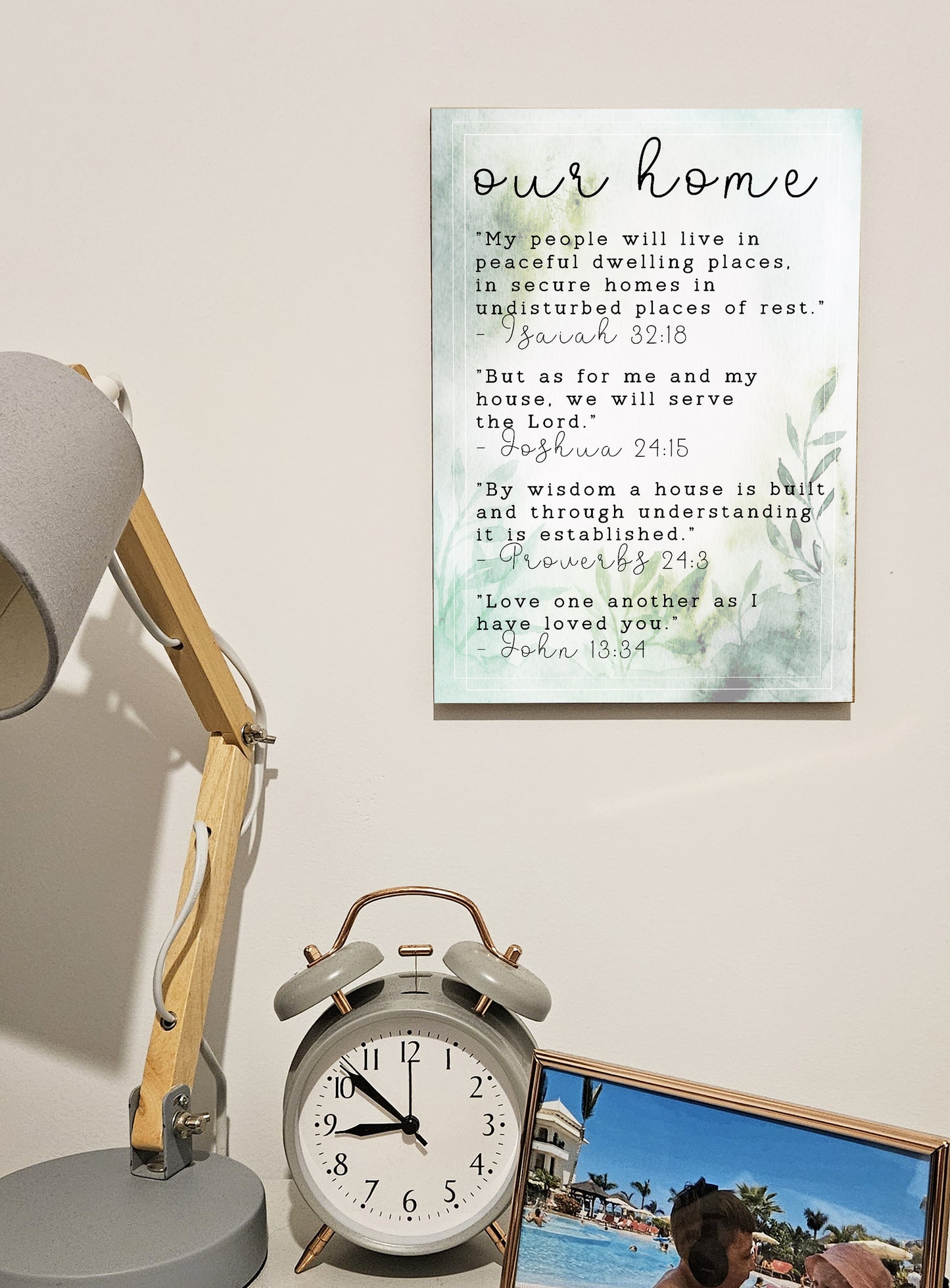 Christian Bible Verse A4 Wooden Plaque Print Sign Wall Art for Home Decor Gifts for Women Inspirational Comforting Family