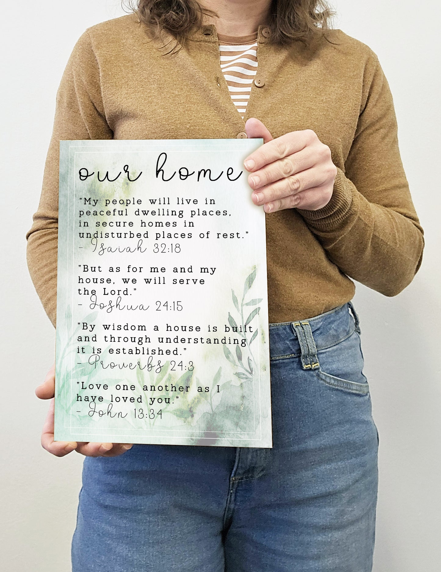 Christian Bible Verse A4 Wooden Plaque Print Sign Wall Art for Home Decor Gifts for Women Inspirational Comforting Family