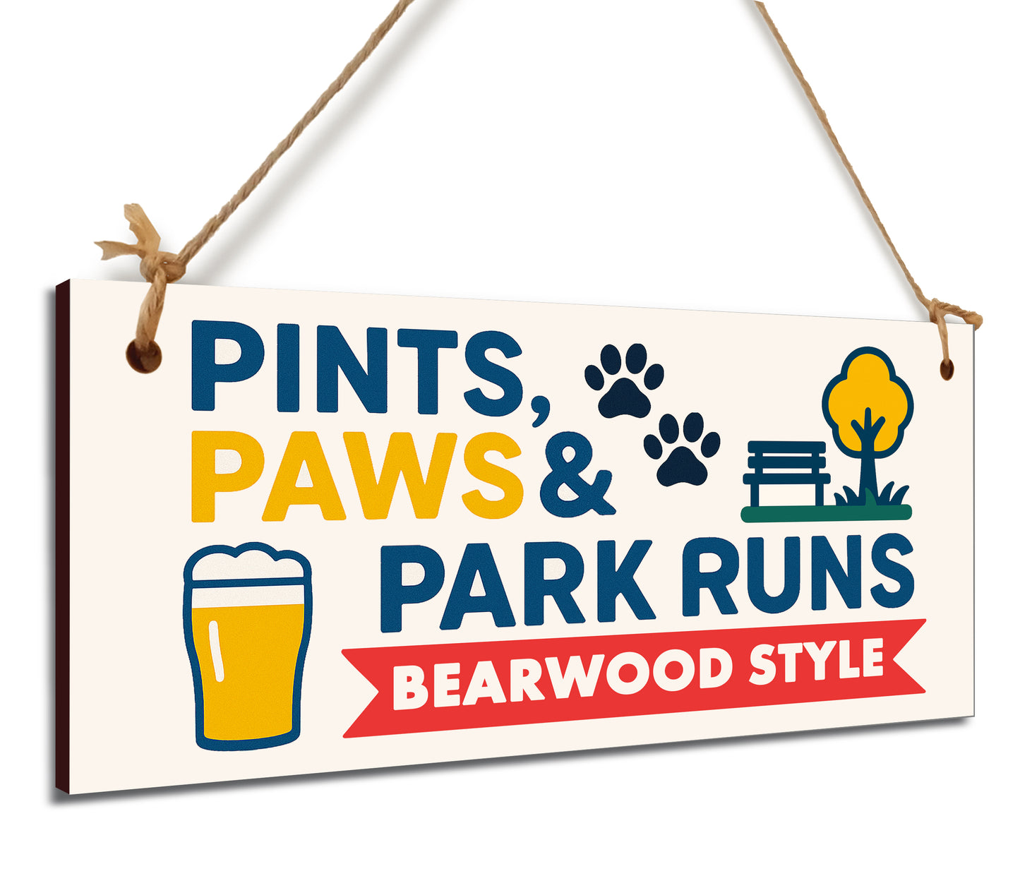 Dog Lover's Hanging Wooden Sign – Handmade Rustic Decor for Bearwood Homes