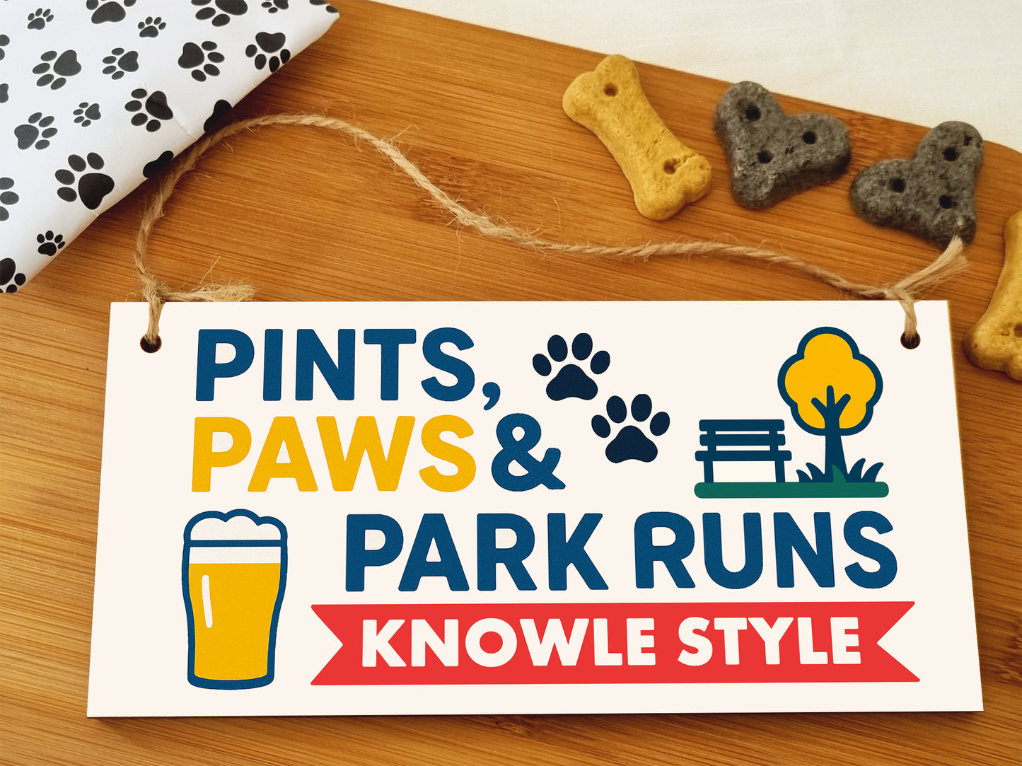 Dog Lover's Hanging Wooden Sign – Handmade Rustic Decor for Knowle Homes