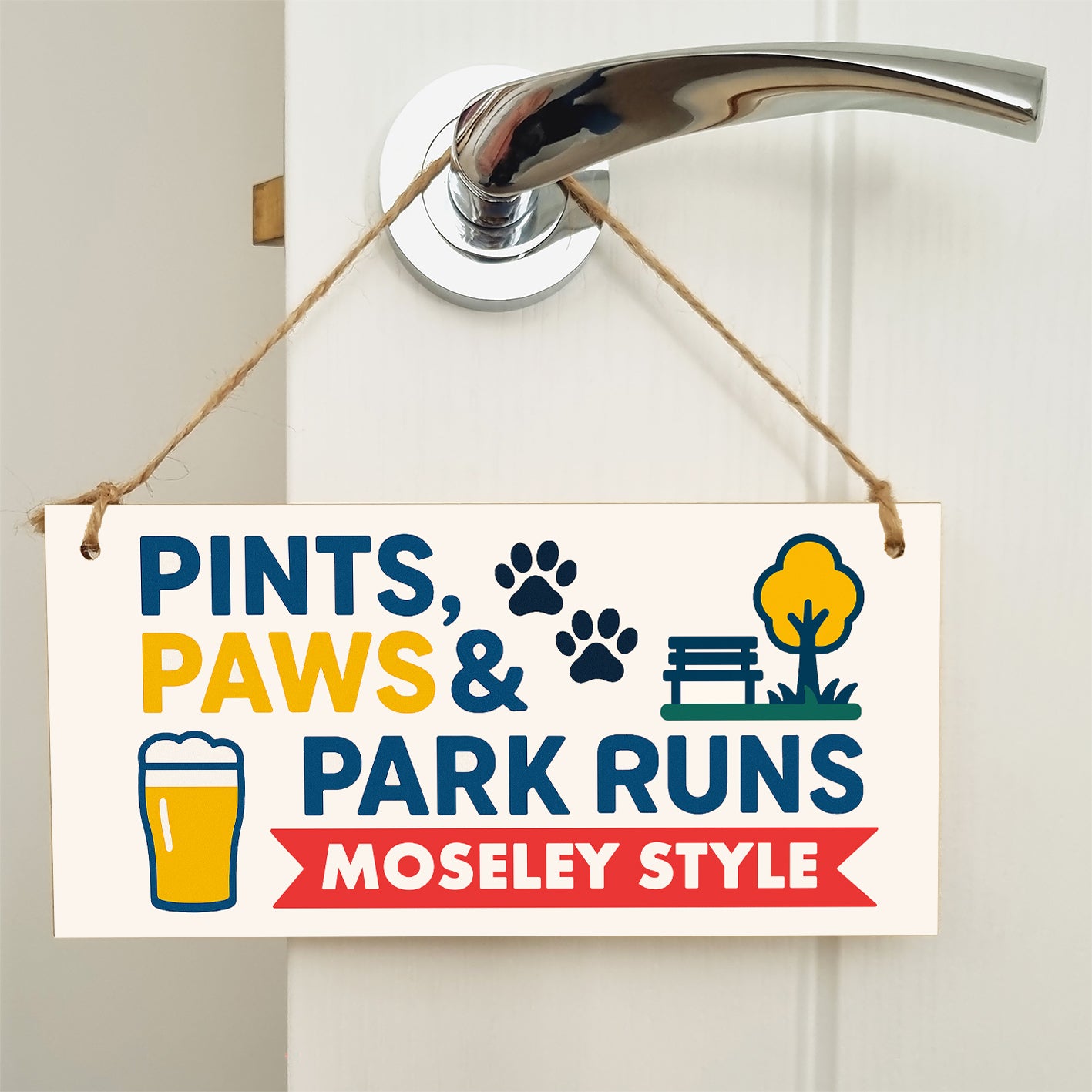 Dog Lover's Hanging Wooden Sign – Handmade Rustic Decor for Moseley Homes