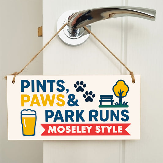 Dog Lover's Hanging Wooden Sign – Handmade Rustic Decor for Moseley Homes