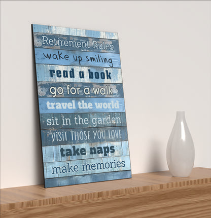 Motivational Wall Art Sign Plaque Inspire Every Day Vibrant Print Retirement Rules A4 Wooden Home Decor Uplifting Decoration