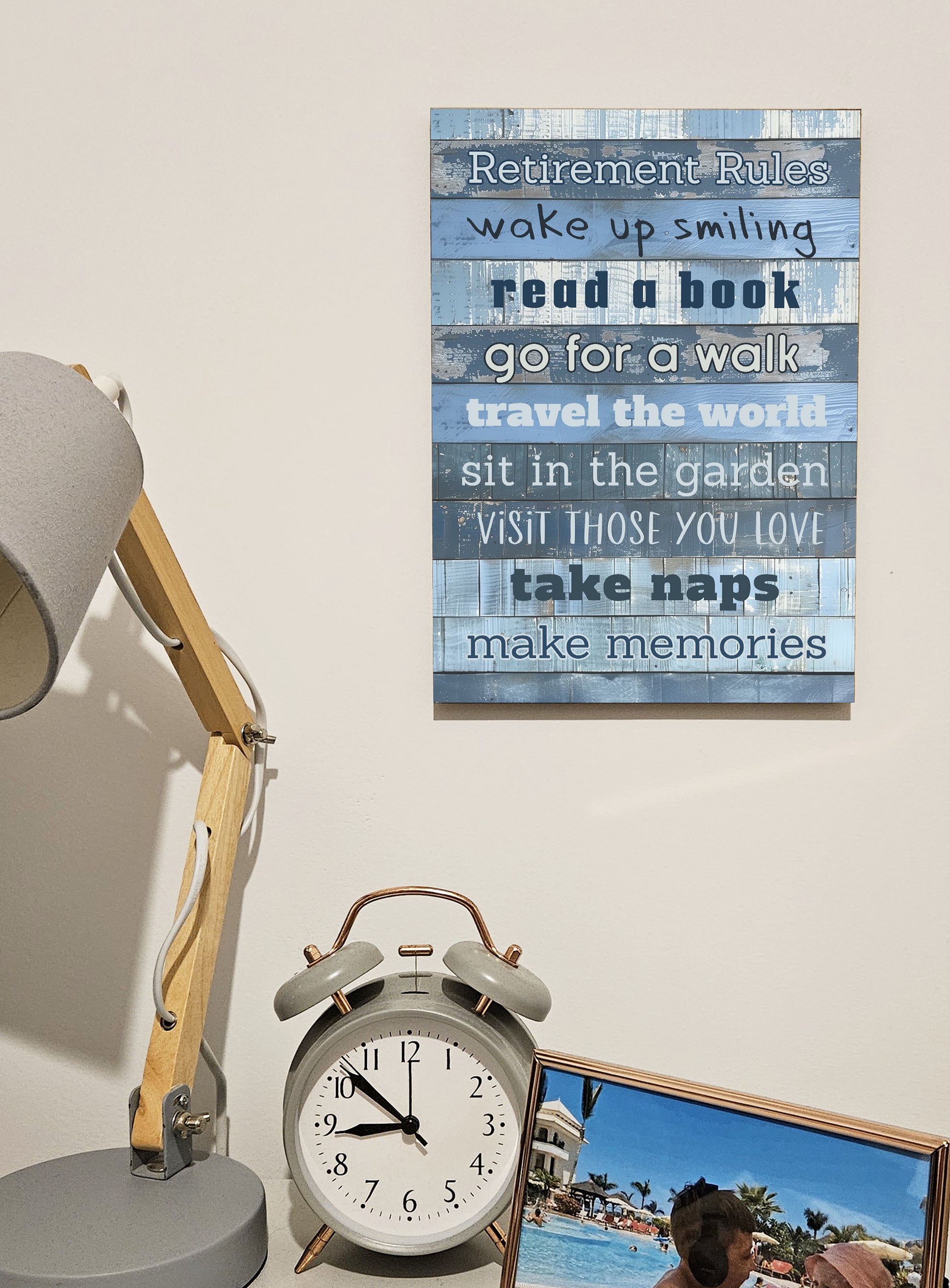 Motivational Wall Art Sign Plaque Inspire Every Day Vibrant Print Retirement Rules A4 Wooden Home Decor Uplifting Decoration