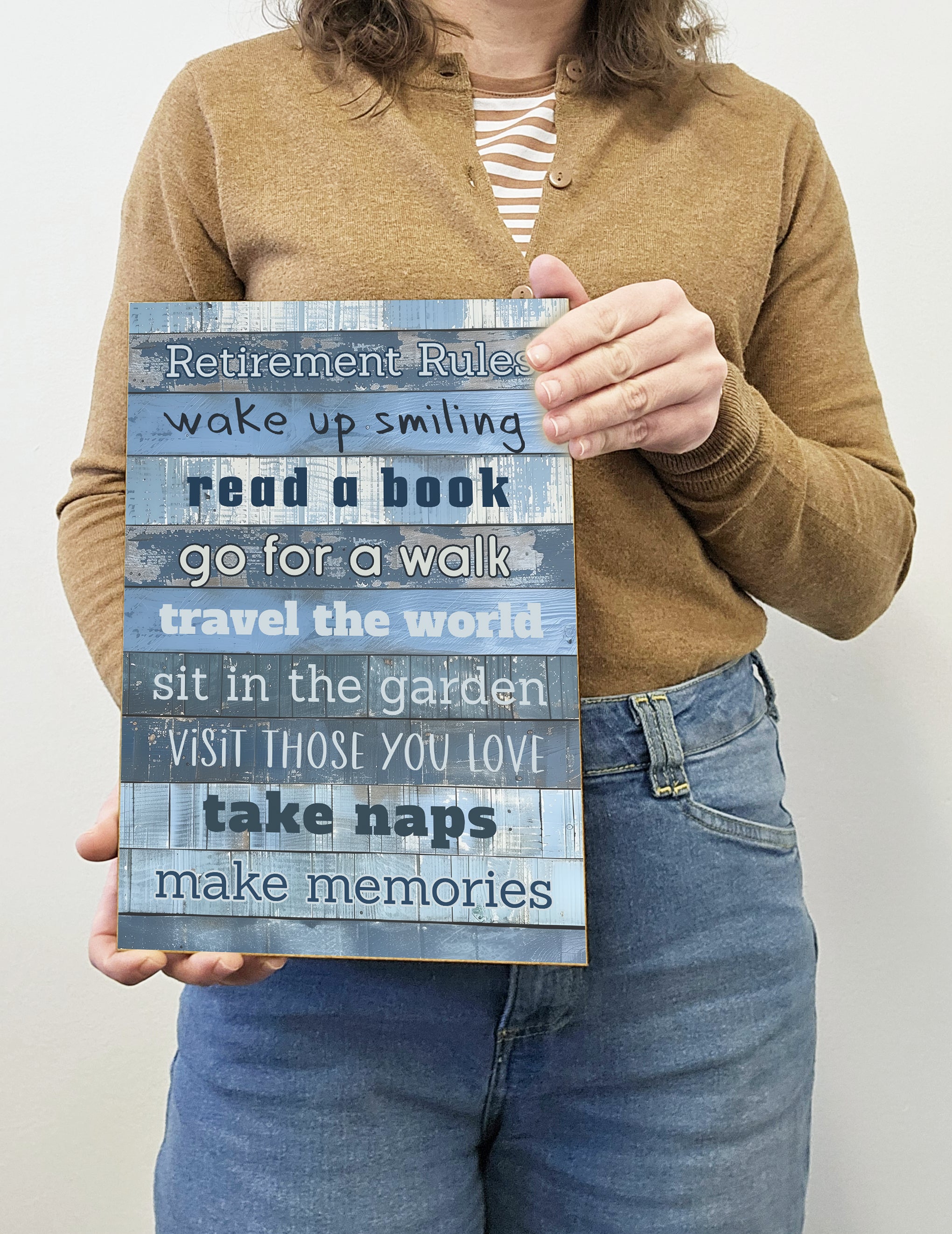 Motivational Wall Art Sign Plaque Inspire Every Day Vibrant Print Retirement Rules A4 Wooden Home Decor Uplifting Decoration