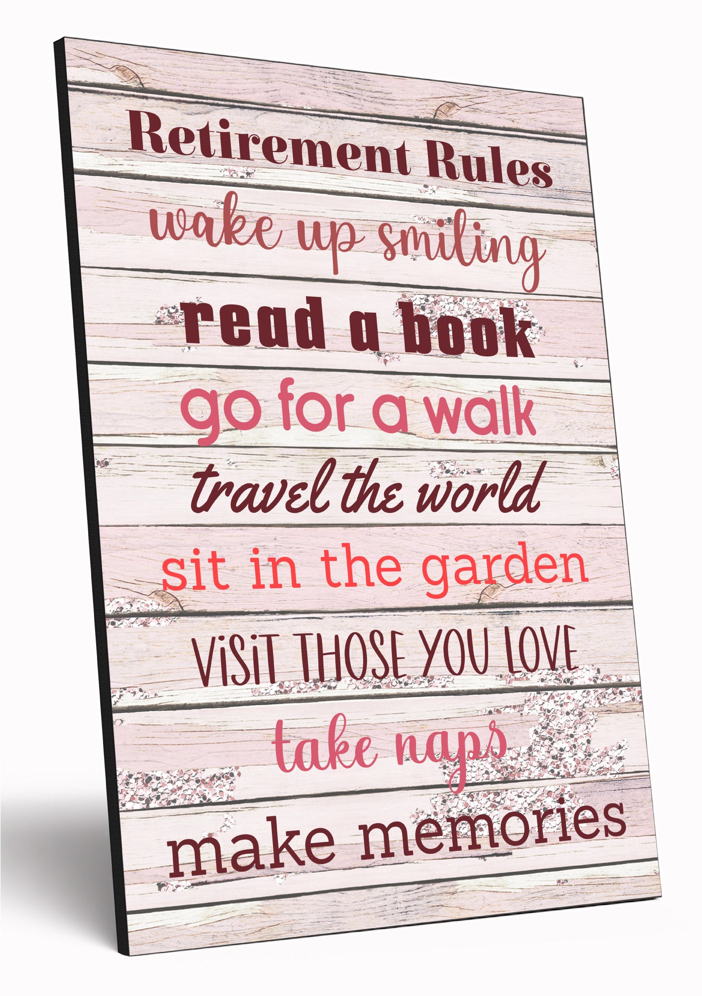 Motivational Wall Art Sign Plaque Inspire Every Day Vibrant Print Retirement Rules A4 Wooden Home Decor Uplifting Decoration