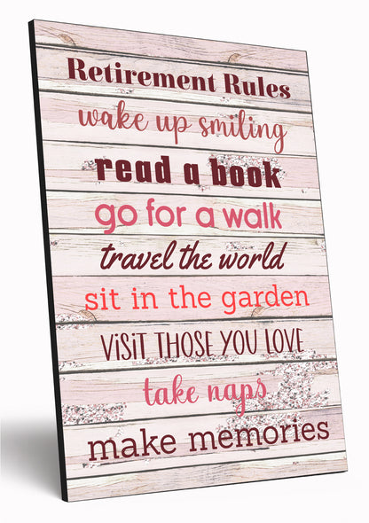 Motivational Wall Art Sign Plaque Inspire Every Day Vibrant Print Retirement Rules A4 Wooden Home Decor Uplifting Decoration