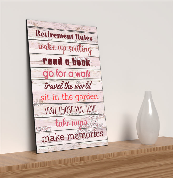 Motivational Wall Art Sign Plaque Inspire Every Day Vibrant Print Retirement Rules A4 Wooden Home Decor Uplifting Decoration