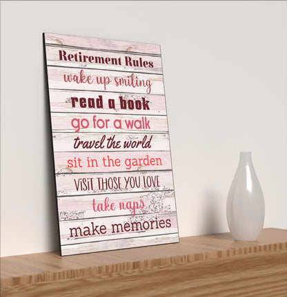 Motivational Wall Art Sign Plaque Inspire Every Day Vibrant Print Retirement Rules A4 Wooden Home Decor Uplifting Decoration