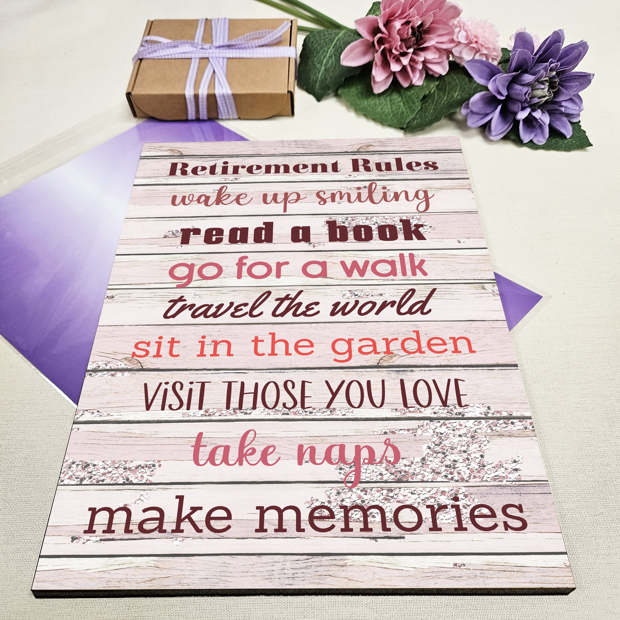 Motivational Wall Art Sign Plaque Inspire Every Day Vibrant Print Retirement Rules A4 Wooden Home Decor Uplifting Decoration