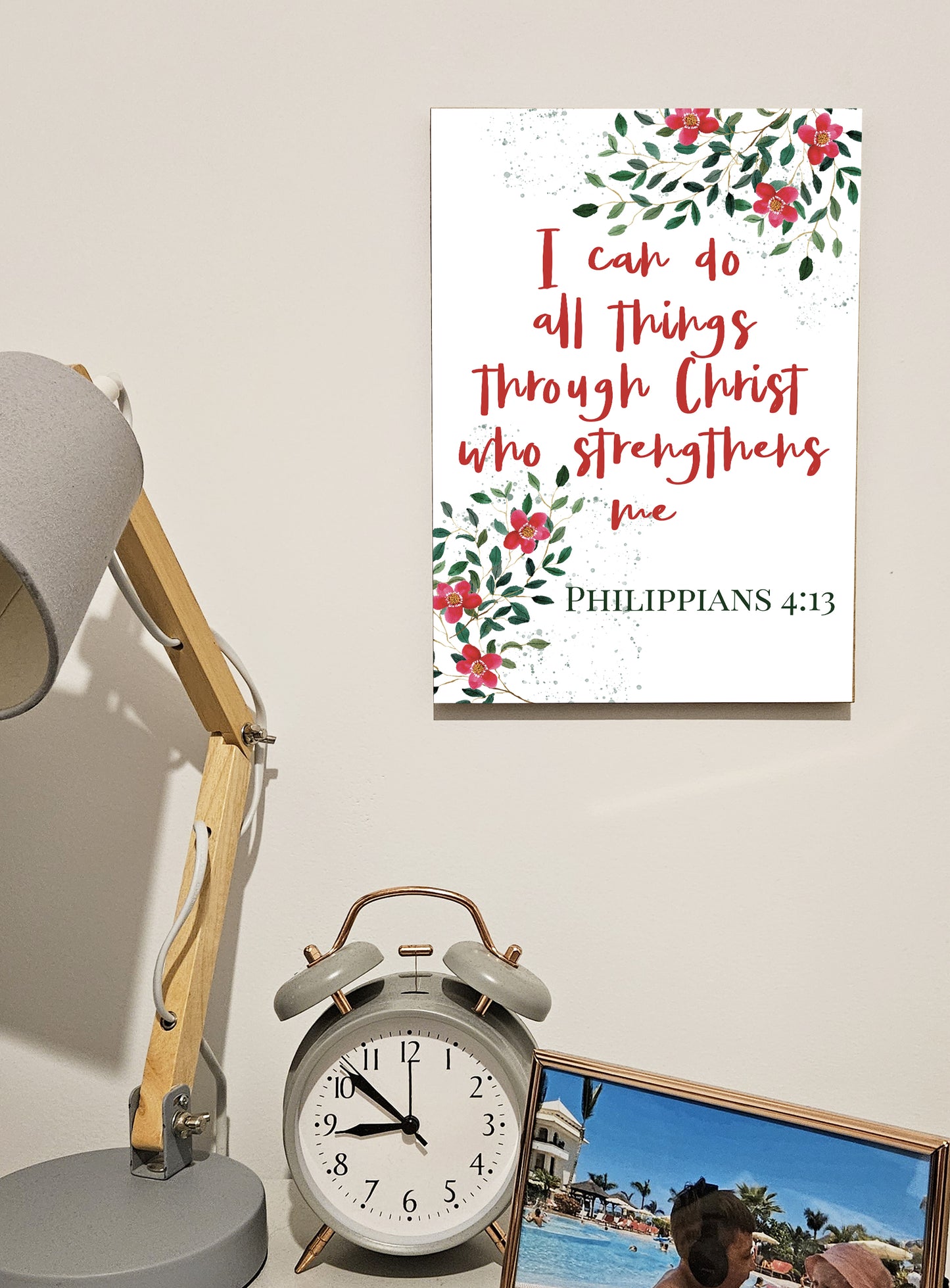 Christian Bible Verse A4 Wooden Plaque Print Sign Wall Art for Home Decor Gifts for Women Inspirational Comforting Family