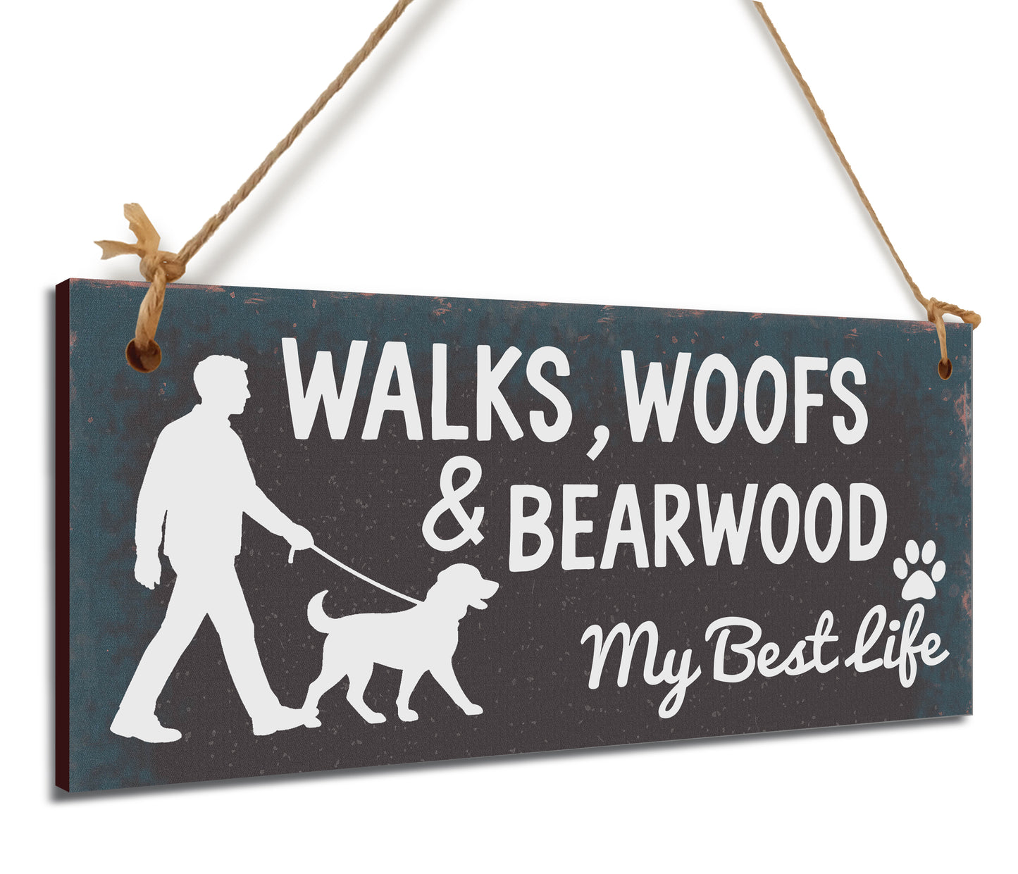 Dog Lover's Hanging Wooden Sign – Handmade Rustic Decor for Bearwood Homes
