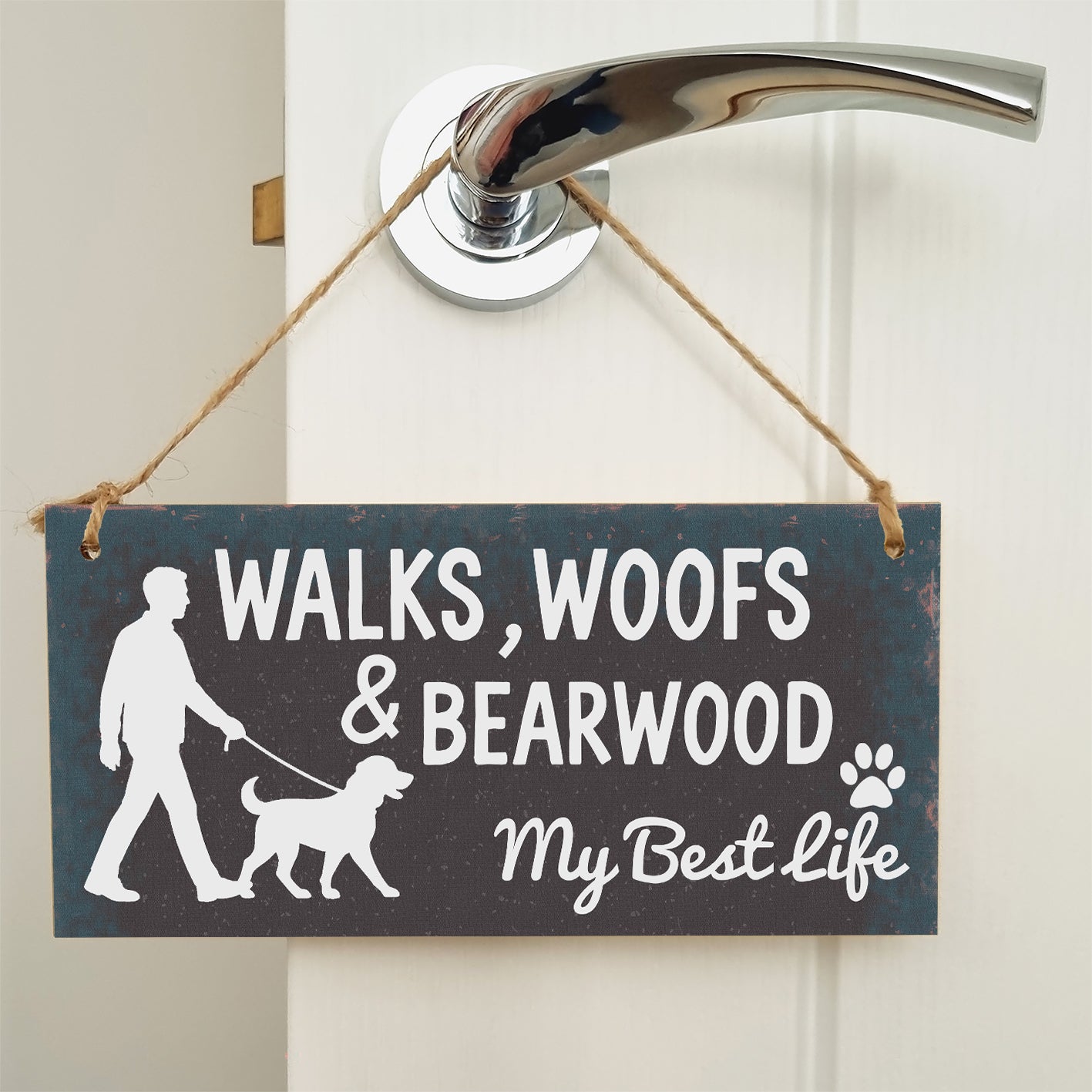 Dog Lover's Hanging Wooden Sign – Handmade Rustic Decor for Bearwood Homes