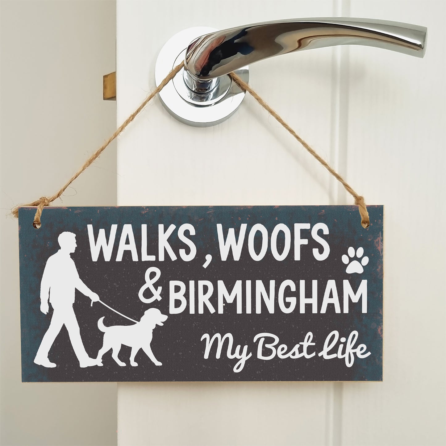 Dog Lover's Hanging Wooden Sign – Handmade Rustic Decor for Birmingham Homes