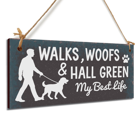 Dog Lover's Hanging Wooden Sign – Handmade Rustic Decor for Hall Green Homes