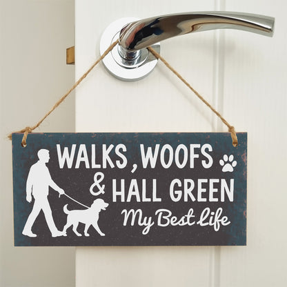 Dog Lover's Hanging Wooden Sign – Handmade Rustic Decor for Hall Green Homes