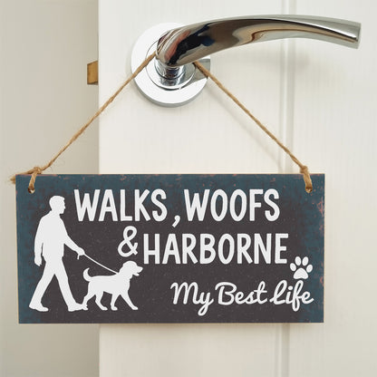 Dog Lover's Hanging Wooden Sign – Handmade Rustic Decor for Harborne Homes