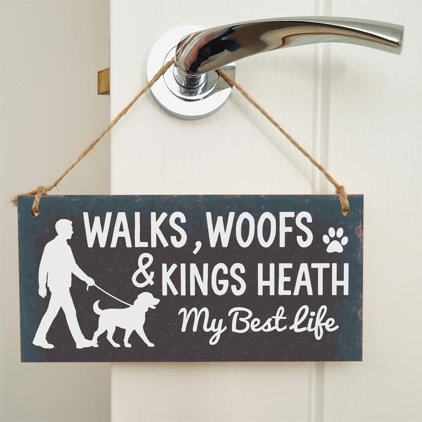 Dog Lover's Hanging Wooden Sign – Handmade Rustic Decor for Kings Heath Homes