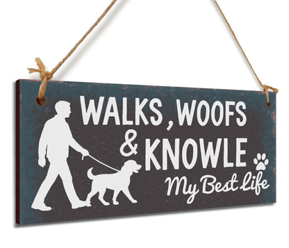 Dog Lover's Hanging Wooden Sign – Handmade Rustic Decor for Knowle Homes