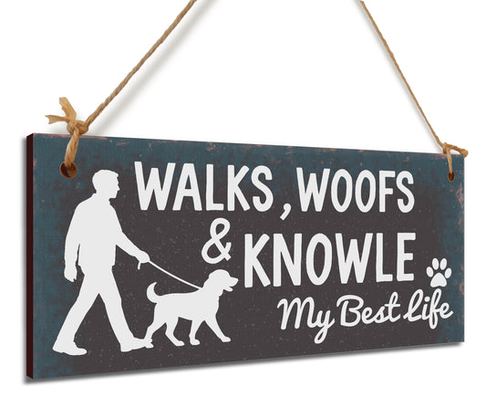 Dog Lover's Hanging Wooden Sign – Handmade Rustic Decor for Knowle Homes