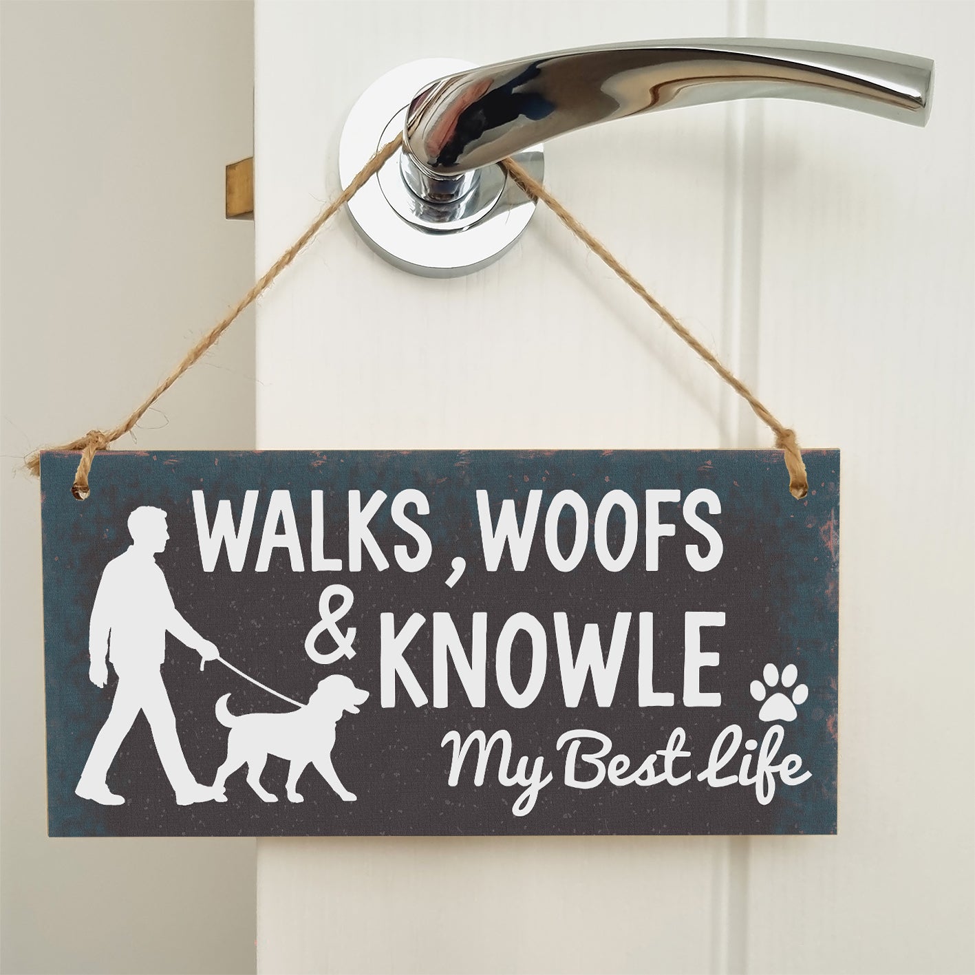 Dog Lover's Hanging Wooden Sign – Handmade Rustic Decor for Knowle Homes