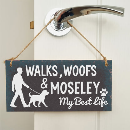 Dog Lover's Hanging Wooden Sign – Handmade Rustic Decor for Moseley Homes
