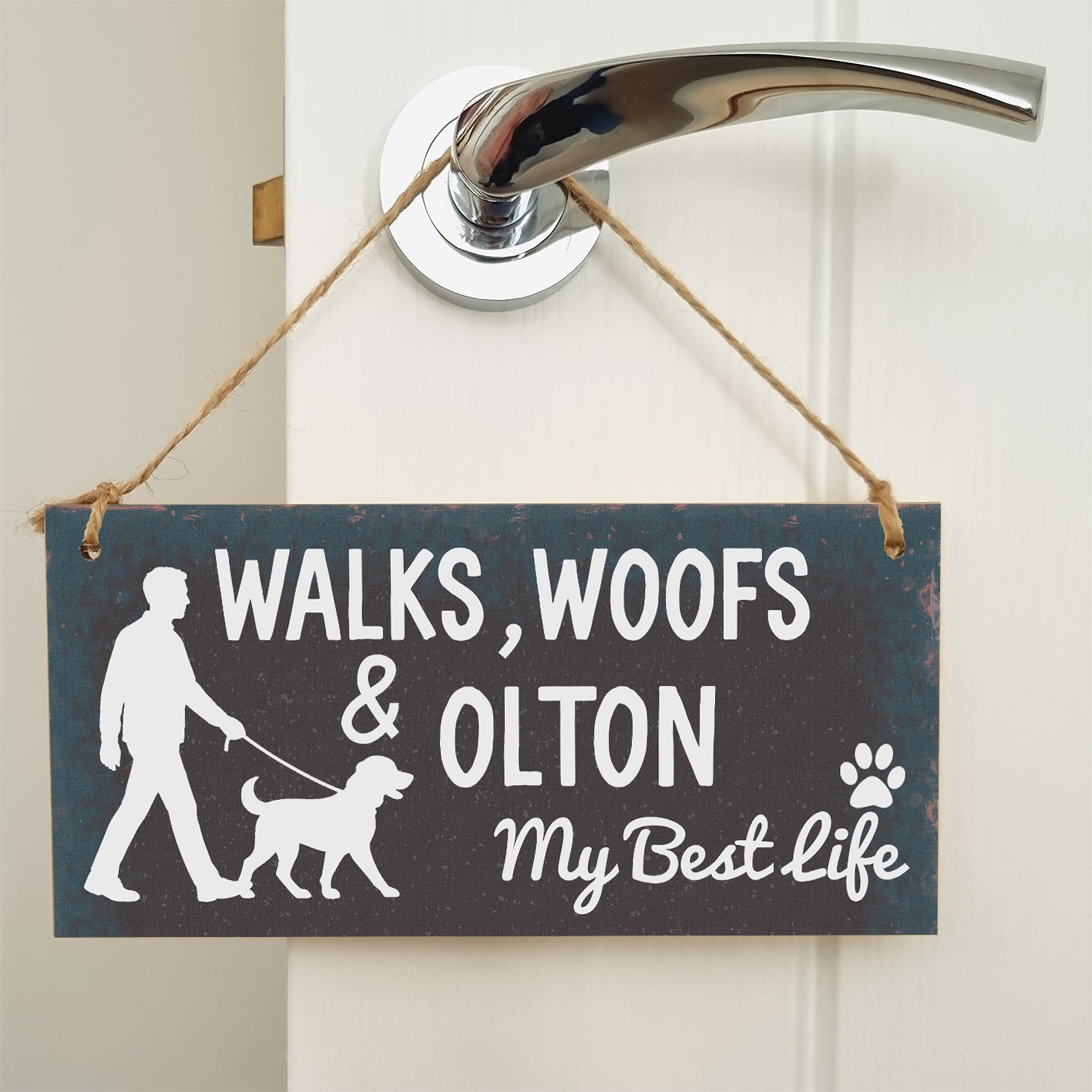 Dog Lover's Hanging Wooden Sign – Handmade Rustic Decor for Olton Homes
