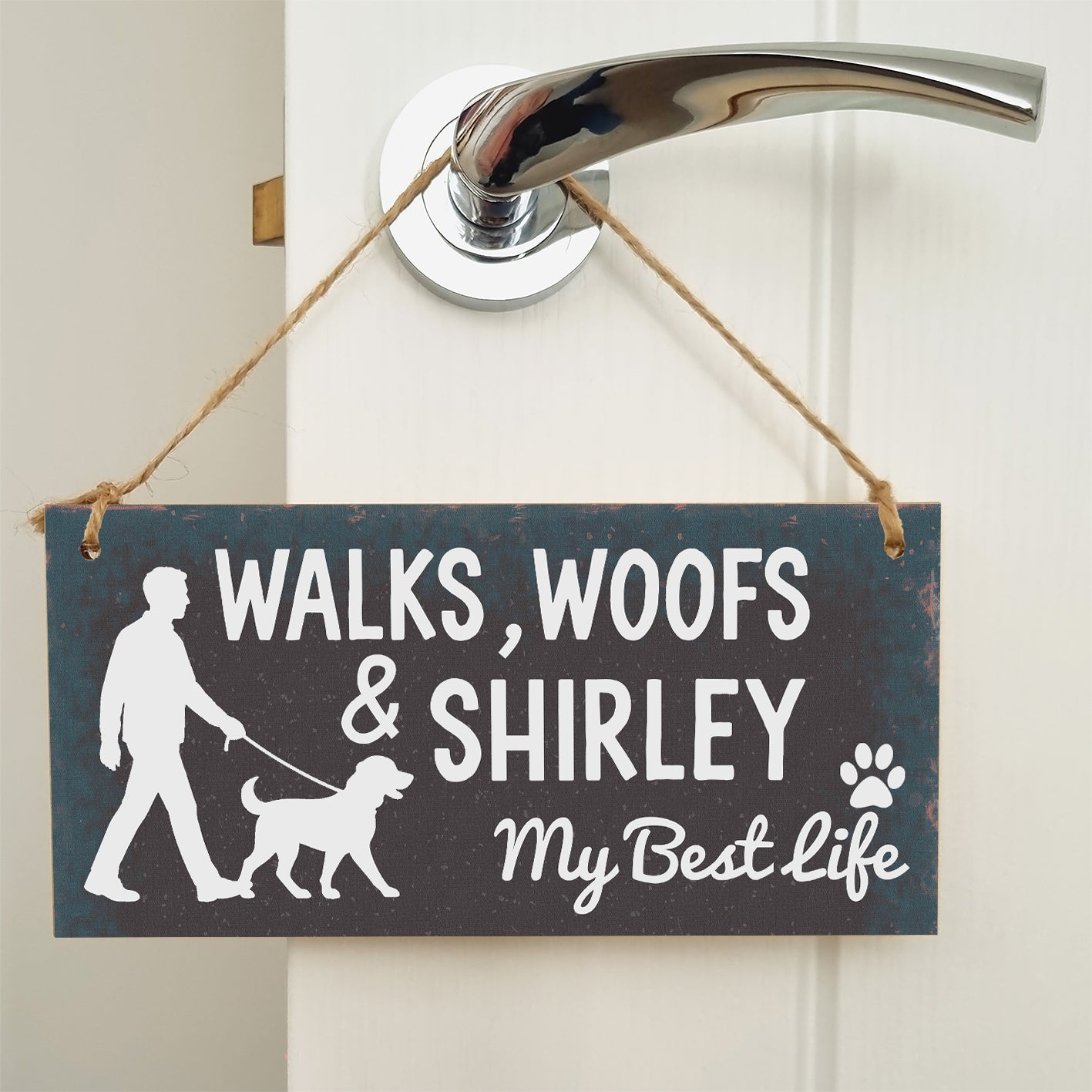 Dog Lover's Hanging Wooden Sign – Handmade Rustic Decor for Shirley Homes