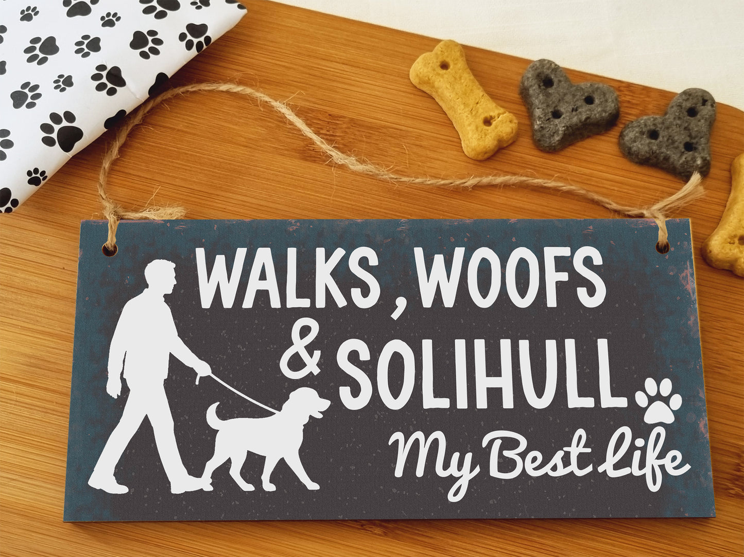 Dog Lover's Hanging Wooden Sign – Handmade Rustic Decor for Solihull Homes