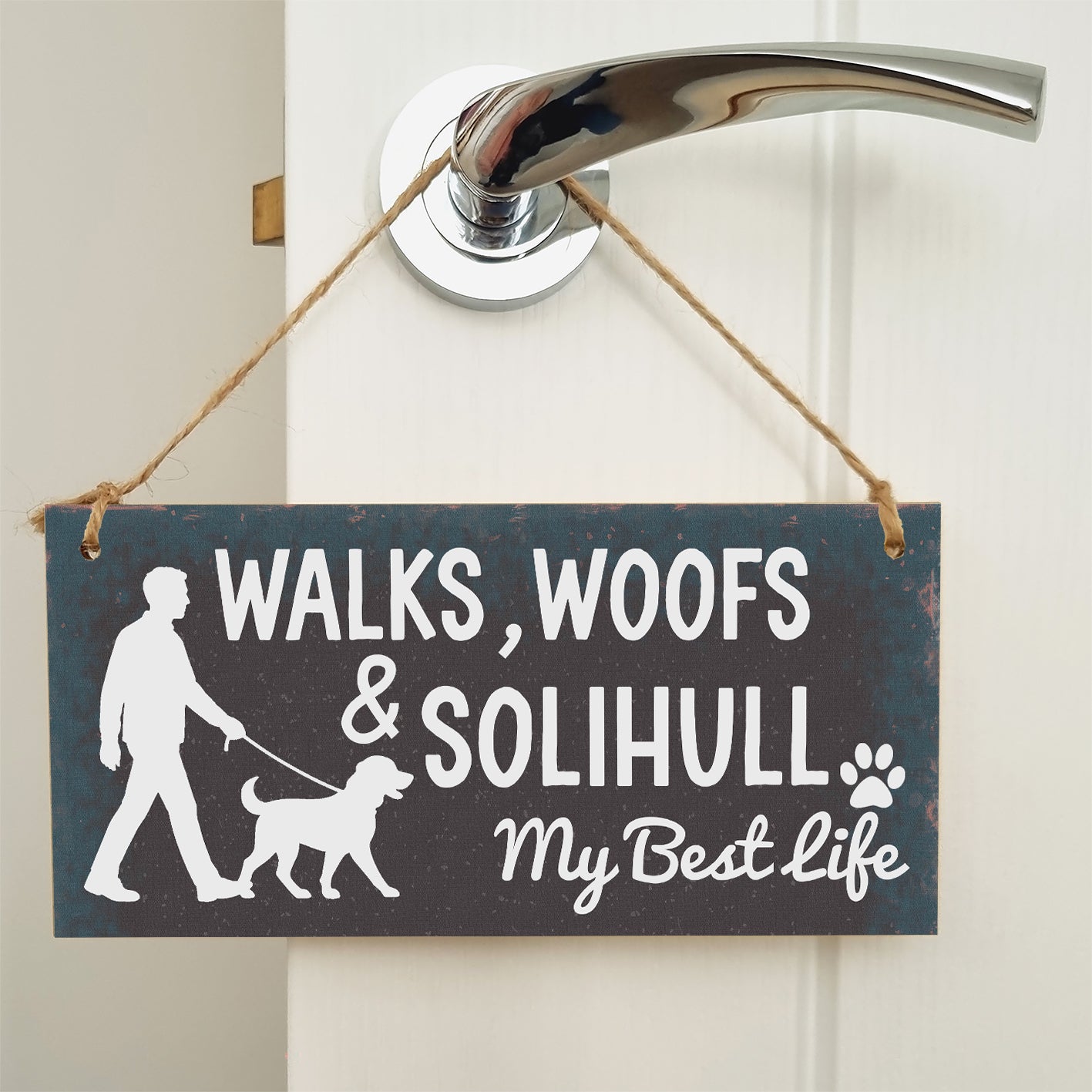 Dog Lover's Hanging Wooden Sign – Handmade Rustic Decor for Solihull Homes